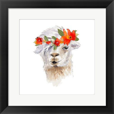 Framed Floral Llama II Print