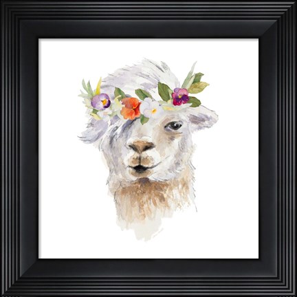 Framed Floral Llama IV Print