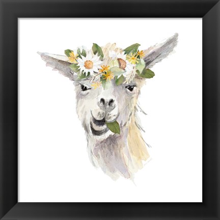 Framed Floral Llama III Print