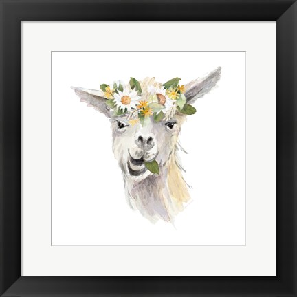 Framed Floral Llama III Print