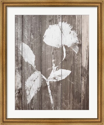 Framed Brown Floral Whisper on Wood I Print