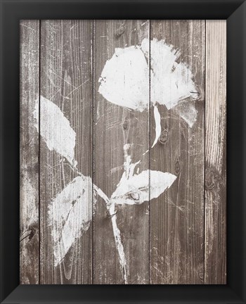 Framed Brown Floral Whisper on Wood I Print