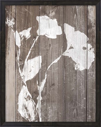 Framed Brown Floral Whisper on Wood II Print
