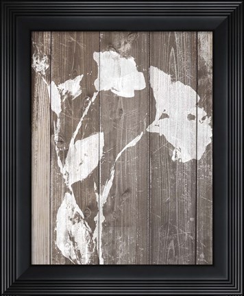 Framed Brown Floral Whisper on Wood II Print