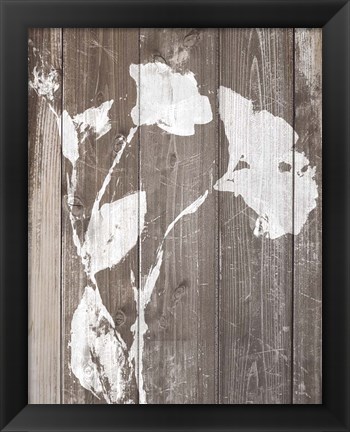 Framed Brown Floral Whisper on Wood II Print