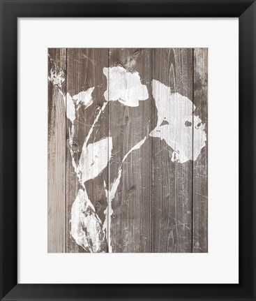 Framed Brown Floral Whisper on Wood II Print