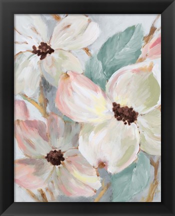 Framed Silently Bloom Teal II Print