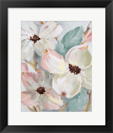Framed Silently Bloom Teal II Print