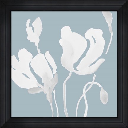 Framed White Tonal Magnolias I Print