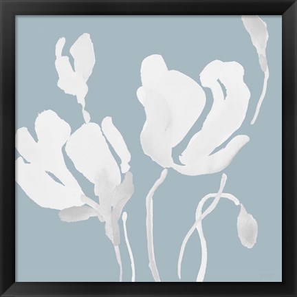 Framed White Tonal Magnolias I Print