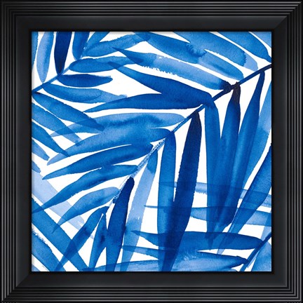 Framed Blue Palm Design II Print