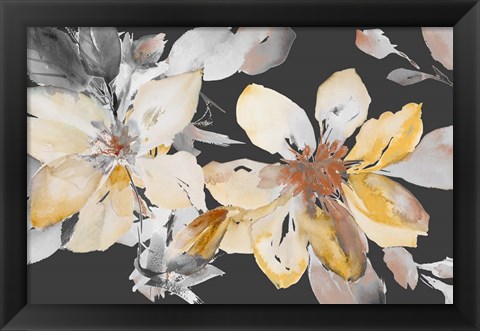 Framed Yellow Clematis on Grey Print