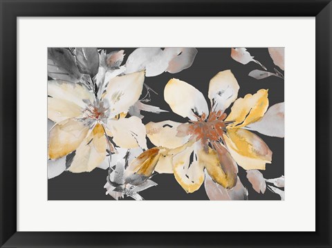 Framed Yellow Clematis on Grey Print