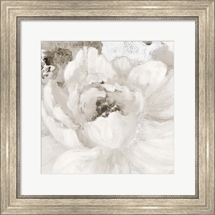Framed Light Grey Flowers I Print