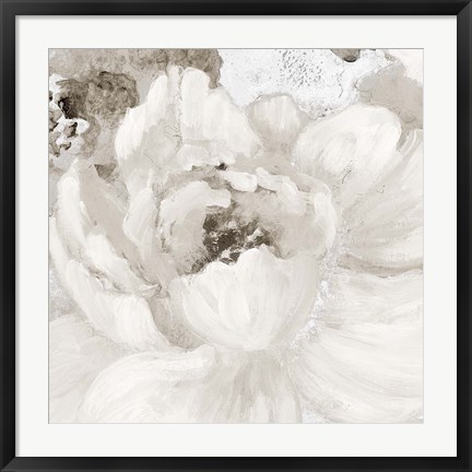 Framed Light Grey Flowers I Print