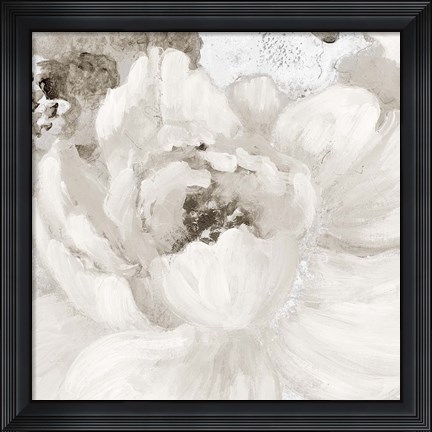 Framed Light Grey Flowers I Print