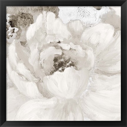 Framed Light Grey Flowers I Print