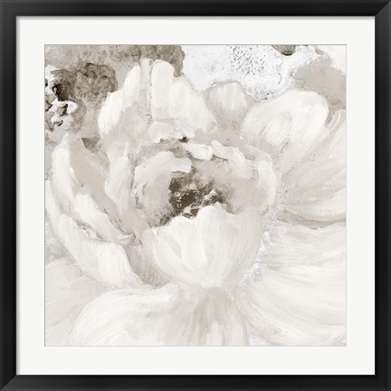 Framed Light Grey Flowers I Print