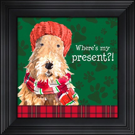 Framed Christmas Puppy I Print