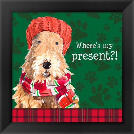 Framed Christmas Puppy I Print