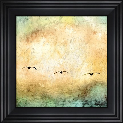 Framed Seagulls in the Sky Square III Print