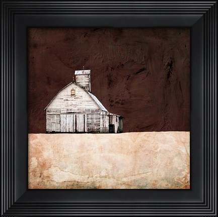 Framed Neutral Brown Farm Print