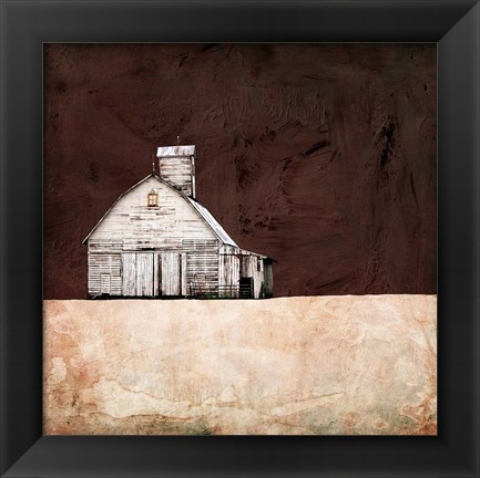 Framed Neutral Brown Farm Print