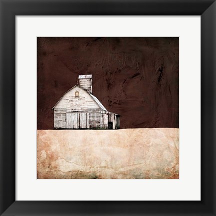 Framed Neutral Brown Farm Print