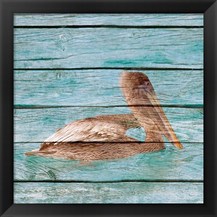 Framed Wood Pelican II Print