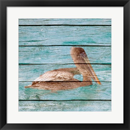 Framed Wood Pelican II Print