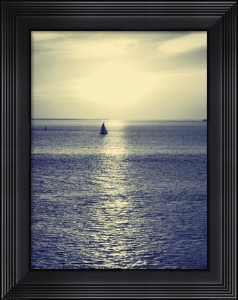 Framed Sailboat at Blue Sunset Print