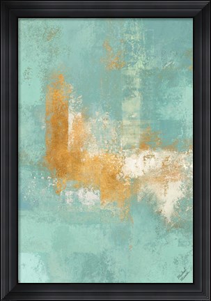 Framed Escape into Teal Abstraction II Print