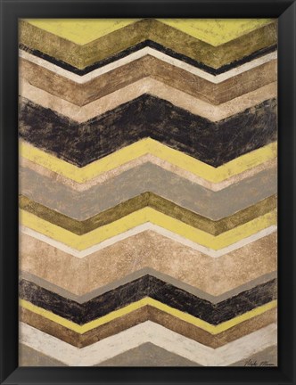 Framed Olive Zig Zag Print