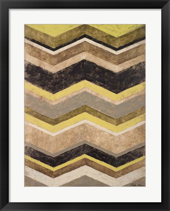 Framed Olive Zig Zag Print