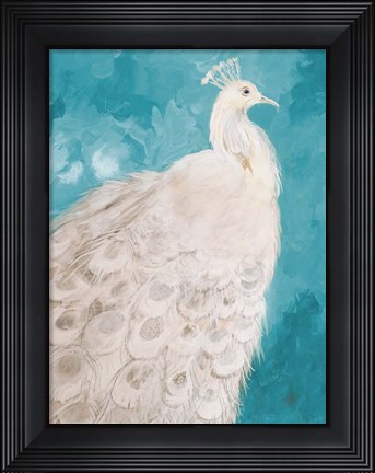 Framed Royal Plume on Teal Print