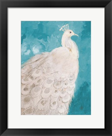 Framed Royal Plume on Teal Print