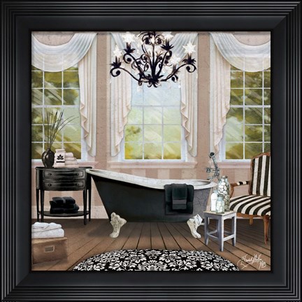 Framed Chandelier Bath I Print