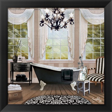 Framed Chandelier Bath I Print