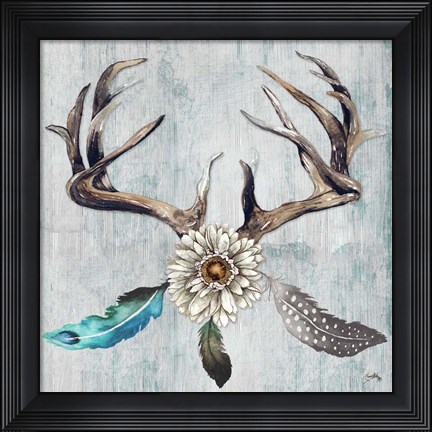 Framed Feathery Antlers I Print