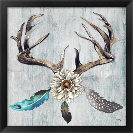 Framed Feathery Antlers I Print