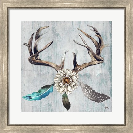 Framed Feathery Antlers I Print