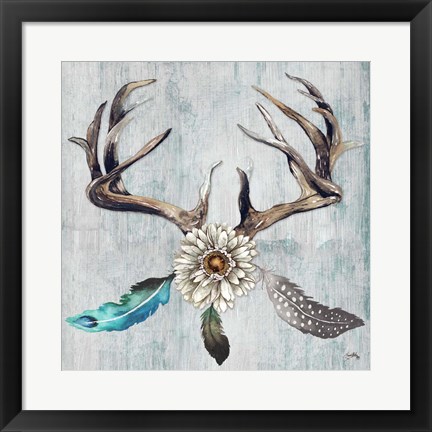 Framed Feathery Antlers I Print