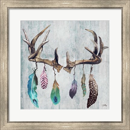 Framed Feathery Antlers II Print