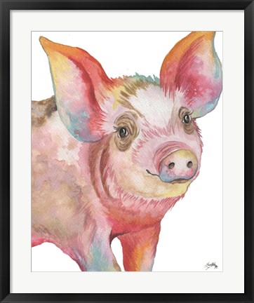 Framed Pig I Print