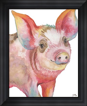 Framed Pig I Print
