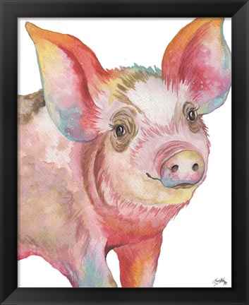 Framed Pig I Print