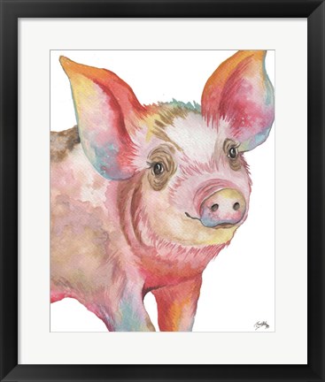 Framed Pig I Print