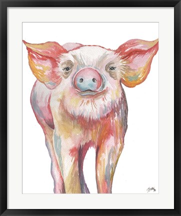 Framed Pig III Print