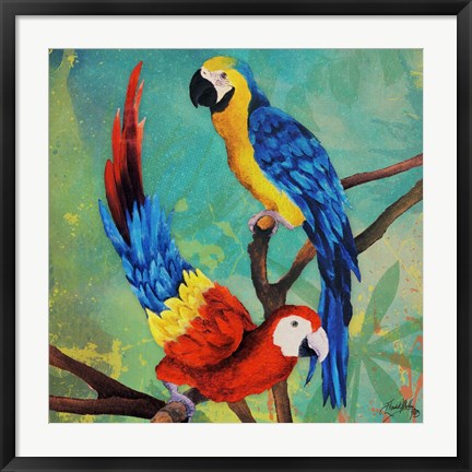 Framed Tropical Birds in Love II Print