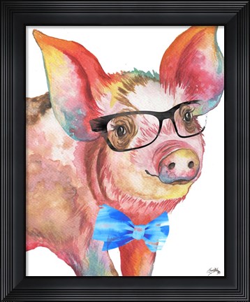 Framed Nerdy Pig Print